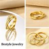 Image 2 : SIZE 7 BESTYLE TRINITY INTERLOCKING BAND RINGS STAINLESS STEEL STACKING CROSS RINGS