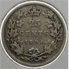 Image 1 : 1894 CANADA SILVER 25 CENTS COIN