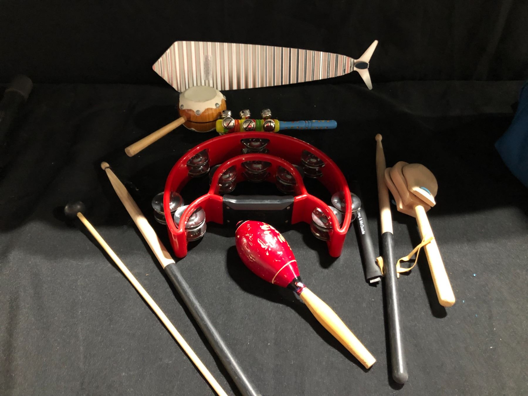 Assorted Percussion BACKPACK FULL OF ASSORTED PERCUSSION INSTRUMENTS; INCLUDES: TAMBOURINE ...