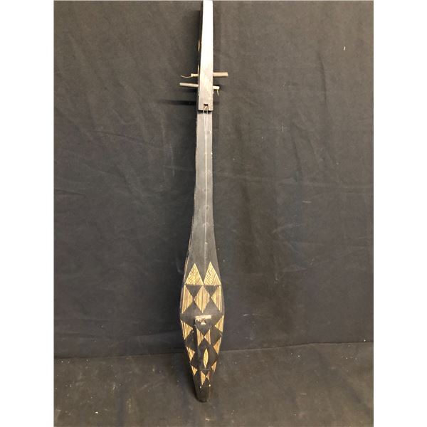 AFRICAN, TWO-STRING, 35" DULCIMER-TYPE INSTRUMENT, WITH ETCHED PATTERN, VINTAGE, EXCELLENT CONDITION