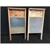 Image 1 : TWO (2) AUTHENTIC VINTAGE WASHBOARDS FOR FOLK OR BLUEGRASS PERCUSSION. ONE HAS A GLASS SCRUBBING