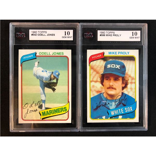 1980 TOPPS KSA 10 GRADED BASEBALL CARD LOT (ODELL JONES/ MIKE PROLY)