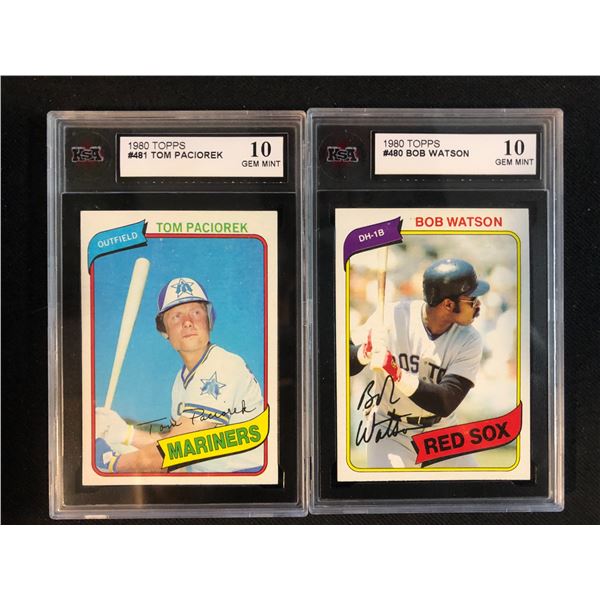 1980 TOPPS KSA 10 GRADED BASEBALL CARD LOT (TOM PACIOREK/ BOB WATSON)