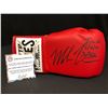 Image 1 : MIKE TYSON AND JAMES BUSTER DOUGLAS SIGNED BOXING GLOVE W/INSCRIPTIONS (SCHWARTZ COA)