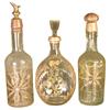 Image 1 : Lot of Three Silver Overlay Liquor Bottles
