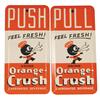 Pair of Orange Crush Push/Pull Door Tin Plates
