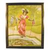 Image 1 : Pillow Cover depicting Beautiful Woman standing at a fountain
