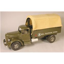 Smith Miller, Toy Truck, original, Bell Telephone System canvas covered wood stake bed truck