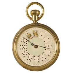 Pocket Watch with enamel Playing Card Motif