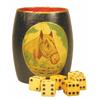 Rare Wood Dice Cup with hand painted horse motif