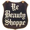 Ye Beauty Shoppe Die Cut Porcelain Advertising Sign