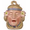 Tobacco Jar, woman with pansies in hair, porcelain