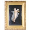 Image 1 : Original Oil Painting, Nude floating in sheer gown. L'Aurora, Pompei