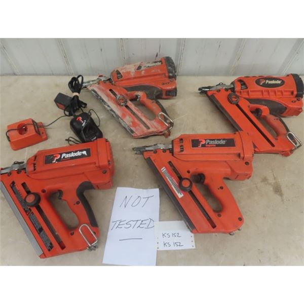 4 Paslode 30 Impulse Roofing Nailers with Charger - Owner Stated not tested