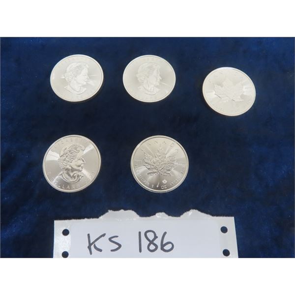 (5) 2021 $5 Silver Coins .9999 1oz Each