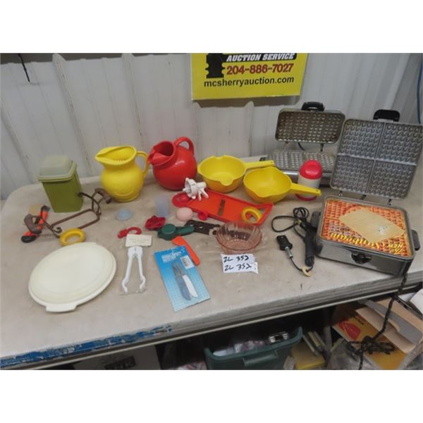 New Old Stock Waffle Maker, Tupperware Cannister, Mr. Kool-Aid Pitcher plus more