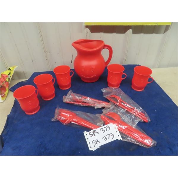 Kool-Aid Pitcher + Glasses plus Utensils