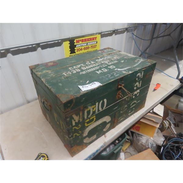 Military Chest Capt. GP Grose WPG Nordhorn Germany July 45 17" x 19.5" x 29.5"