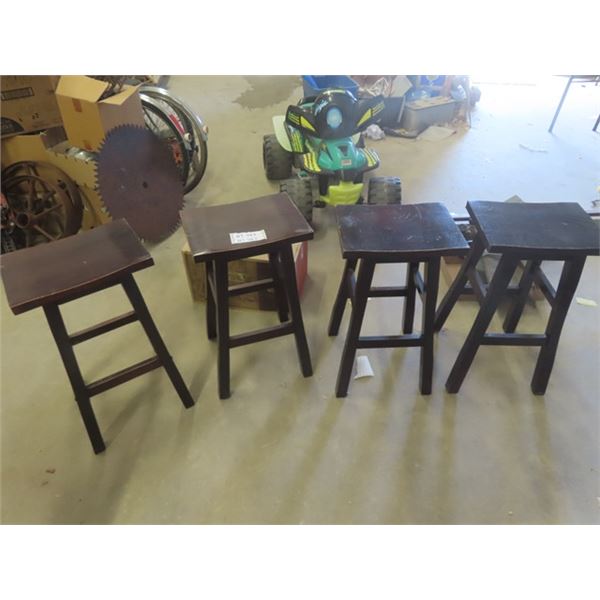4 Wooden Bar Stools 11" x 15" x 26"
