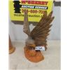 Image 3 : Carved Wood Eagle 12" x 18" & Oak Mantle Clock 14" x 17"