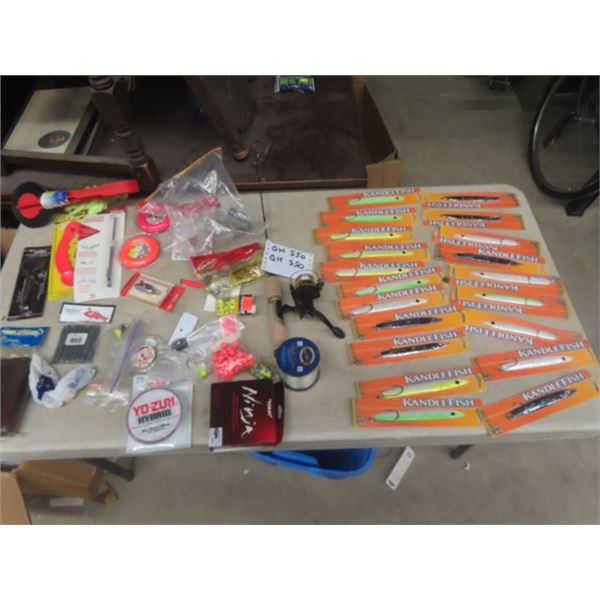 Ice Fishing Rod + Reel, Fishing Lures, Weights, Hooks plus more