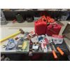 Image 1 : Portable Electric Heater, 2 Gas Cans, Mud Flaps, Small Tools in Packaging, Sledge Hammer