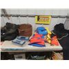 Image 1 : Wet Suit with Boots Sz Med, Basket , 3 Life Jackets, 2 Fishing Boxes