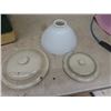Image 3 : Large Coleman Cooler, 3 Damaged  Crock Lids, Stonebridge Folding Lantern, Lamp Shade