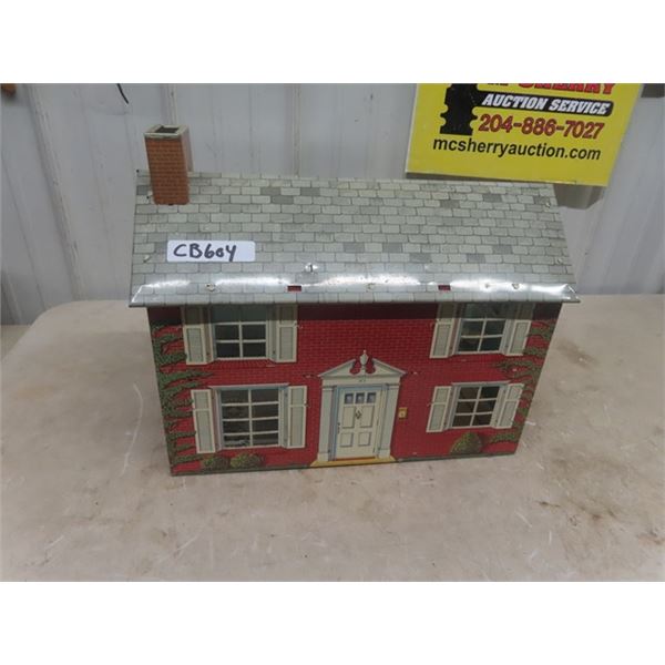 Tin 2 Story Brick Lock Doll House 8" x 16" x 19" - Can't Find Makers Mark