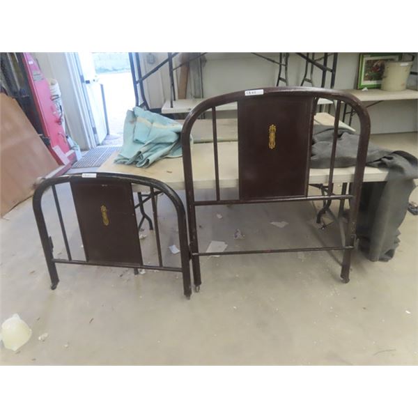Vintage Metal Headboard + Footboard 38" Wide