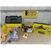 Image 1 : 2 Plastic Tool Boxes with Painting Supplies, Drywall Tools, Putty Knives, 2 Power Sprayers