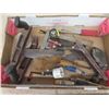 Image 2 : Assorted Carpentry Tools; Framing Hammer, Levels, Tape Measure, Drywall Rasps, Hole Saws, Staples, O