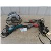Image 1 : 4 Old Electric Hand Tools; Makita Angle Grinder, Rockwell Circular Saw, Hilti + Milwaukee Drywall Gu