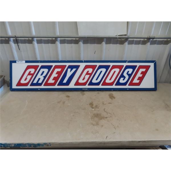 Grey Goose Bus Lines Plastic Sign with Metal Frame 12" x 60 "