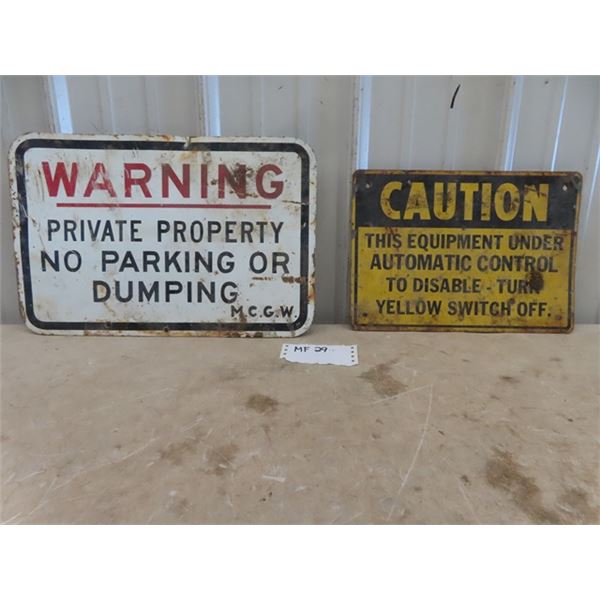 Warning Private Property Double Sided 12" x 18" & Caution Sign 10" x 14"