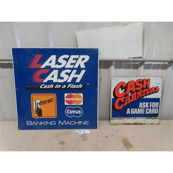 Lazer Cash Double Sided Sign 24" x 24" & Cash Carnival Dump Sign ? 15" x 16"