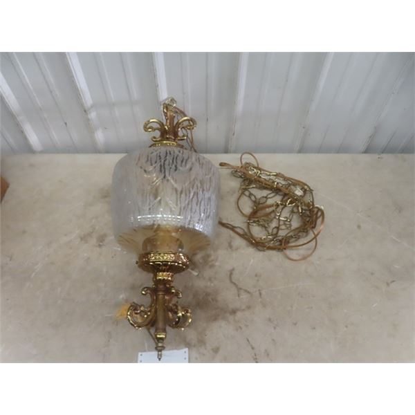 Glass + Brass Hanging Swag Lamp