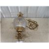 Image 1 : Glass + Brass Hanging Swag Lamp