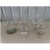 Image 1 : Large Lot of Glass + Cut Glass; Wine Glasses, Plates, Ice Bucket, Candle Holders, Covered Dishes plu