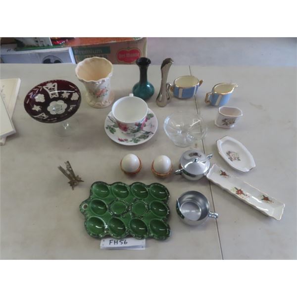 Miscellaneous Lot ; Trays, Cup + Saucer, Candy Dish, Small Vases plus more