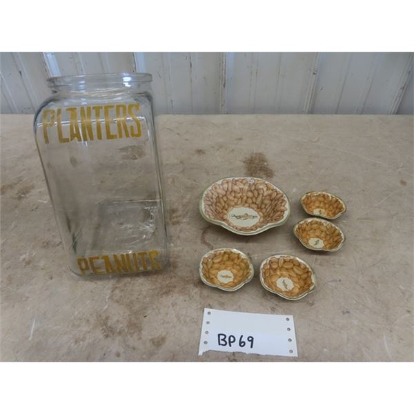 Planters Peanuts Store Display Jar with Serving Trays