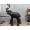 Image 1 : Large Leather Covered Elephant Statue - 54" to Tip of Nose 40" Long - Missing Tusks