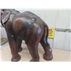 Image 3 : Large Leather Covered Elephant Statue - 54" to Tip of Nose 40" Long - Missing Tusks