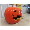 Image 2 : Plastic Light Up Blow Mold Pumpkin 17" x 17" x16" & Wooden Pumpkin Decoration