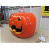 Image 3 : Plastic Light Up Blow Mold Pumpkin 17" x 17" x16" & Wooden Pumpkin Decoration