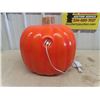 Image 4 : Plastic Light Up Blow Mold Pumpkin 17" x 17" x16" & Wooden Pumpkin Decoration