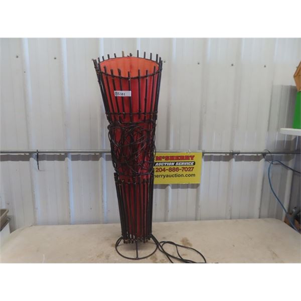 Vintage Bamboo + Cloth Floor Lamp 44" Tall x Widest Spot 13"
