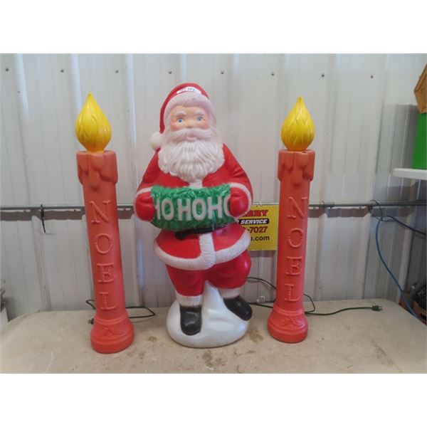 40" Santa Blow Mold with 2 Standing 38" Candles