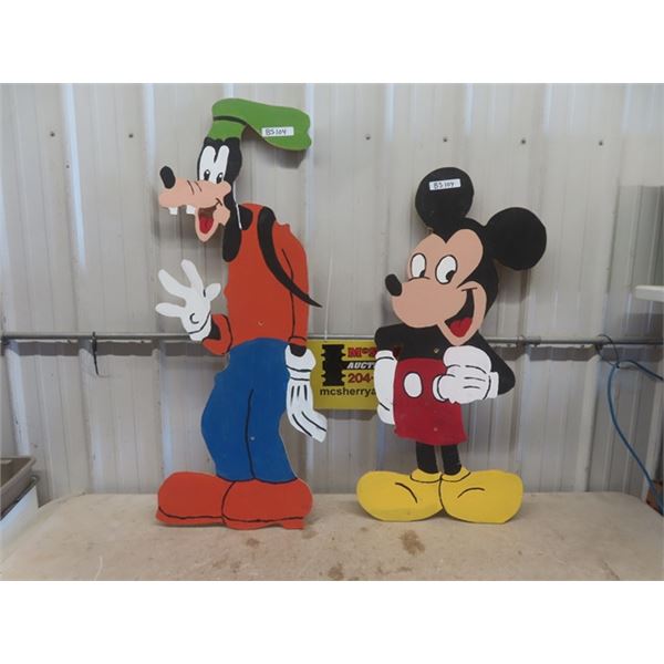 2 Wooden Cut Outs; 48  Goofy + 41  Mickey Mouse