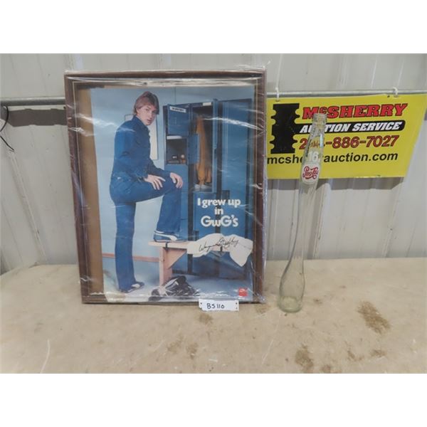 GWG Wayne Gretzky Framed Poster 16" x 22" & Pepsi Cola Carnival Stretched Bottle